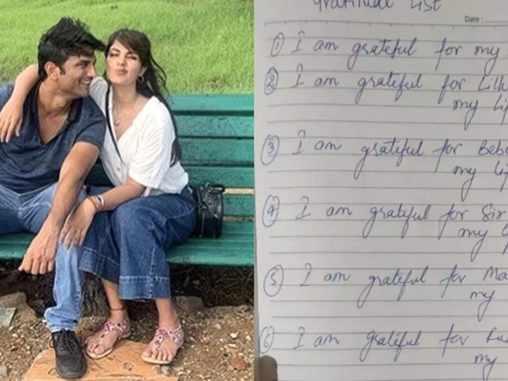 Rhea Chakraborty Shares Photo Of Sushant Singh Rajput S Handwritten Gratitude List And Sipper