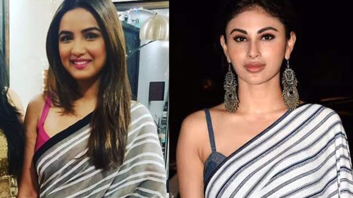 Stylebzz: Mouni Roy Or Jasmin Bhasin, Who Slays The Striped Sari Better? |  India Forums