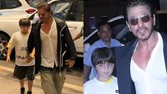 Shah Rukh Khan and son AbRam pose for paps; fans can't stop gushing over the father-son duo- PICS Thumbnail