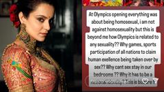 Kangana Ranaut calls out Paris Olympics Opening; asks, 'Why can't sex stay in our bedrooms?' Thumbnail