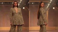 Bebojaan Aditi Rao Hydari Steals The Show In A Golden Sharara At India Couture Week Thumbnail