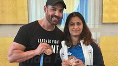 John Abraham Meets Olympic Medalist Manu Bhaker: 