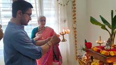 Aamir Khan's Performs Ganesh Chaturthi Aarti with Son Azad; See Viral Pics Thumbnail