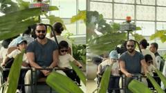 Saif Ali Khan takes up 'papa duties' sitting between Taimur & Jeh in the airport buggy - PICS Thumbnail