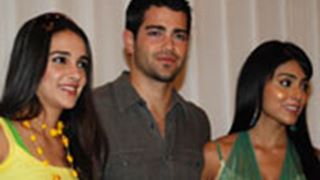 Tara Sharma, Jesse Metcalfe and Shreya Saran at the press meet