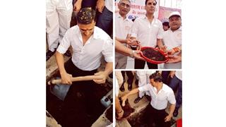 Akshay himself CONSTRUCTS a toilet in MP, shares pictures online...