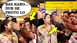 Janhvi Kapoor LOSES COOL after fans MOB and PUSH her: Video Below Thumbnail