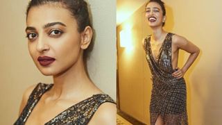 Radhika Apte dazzles in a mid-slit, backless silver Dress! Pics below