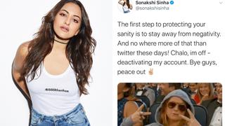 Sonakshi Sinha Deactivates her Twitter says, Chalo I’m off - Deactivating my account. Bye guys, Peace out! Thumbnail