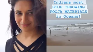 Divyanka Tripathi calls out Indians for throwing pooja residue in the oceans as she spots a man doing so