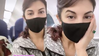 Jacqueline Fernandez gives us a glimpse of her in-flight scenes while jetting off for Bachchan Pandey shoot Thumbnail