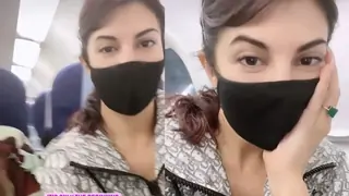 Jacqueline Fernandez gives us a glimpse of her in-flight scenes while jetting off for Bachchan Pandey shoot Thumbnail