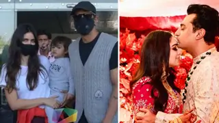 Gabriella Demetriades holds son Arik in arms, poses with Arjun Rampal as they arrive in Jaipur for Nidhi Dutta’s wedding: Pics Thumbnail