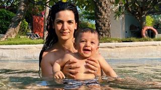 Natasa enjoys pool-time with baby Agastya; Shares pic as son turns nine months old