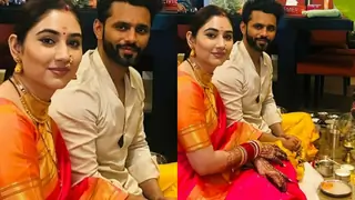 Disha Parmar and Rahul Vaidya are all smiles as they perform a 'pooja' as married couple Thumbnail