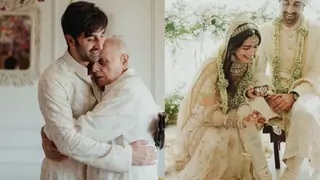 Alia and Ranbir from the wedding ceremony, Mahesh Bhatt hugging RK are new photos winning us over Thumbnail