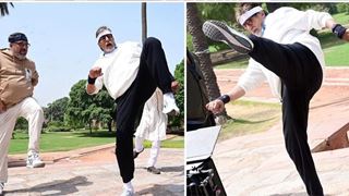 The legendary Amitabh Bachchan pulls a Tiger Shroff as he high kicks in Heropanti style