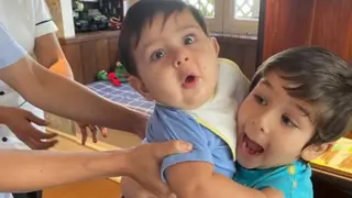 Taimur tries hard to carry brother Jeh in adorable unseen pic shared by Saba Ali Khan Thumbnail