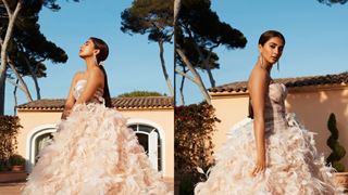 Cannes 2022: Pooja Hegde goes for bold and dreamy in a pink sequinned outfit topped with feathers