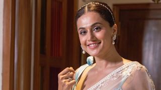 Taapsee Pannu appears bewitching in a powder blue net saree as she promotes 'Shabaash Mithu'