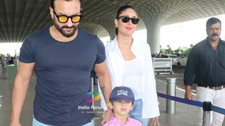 Saif  Ali Khan, Kareena and Taimur pose in style as the family head for a vacation