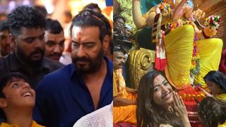 Ajay Devgn to Rashmika Mandanna; actors dressed in their traditional best as they seek blessings at Lalbaug