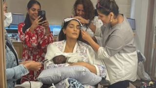 Sonam Kapoor breast feeds baby boy Vayu as she gets ready for shoot; Pic