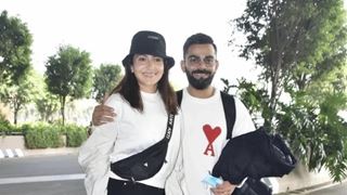 Anushka Sharma and Virat Kohli serve couple fashion goals with twinning airport look - Video