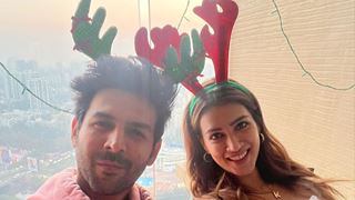 Kartik Aaryan & Kriti Sanon are the cutest reindeers as they celebrate Christmas together