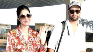 Katrina in a floral co-ord set & Vicky in a crisp white shirt make a striking airport look fashion statement 