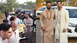 KL Rahul Athiya Shetty wedding: Suniel & Ahan Shetty look sharp as they come out to distribute sweets to paps Thumbnail