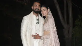 Athiya Shetty rocked the old-rose colour while KL Rahul looked dapper in ivory for their big day: More pics Thumbnail