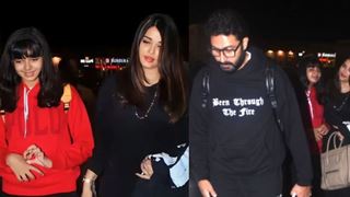 All-Black Elegance: Aishwarya Rai Bachchan and Abhishek Bachchan twinning at Mumbai airport; Aaradhya joins