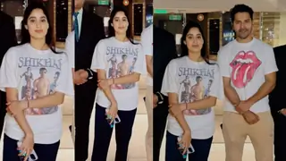 Janhvi Kapoor Shows Love for Shikhar Pahariya in Custom Tee, Poses with Varun Dhawan Thumbnail