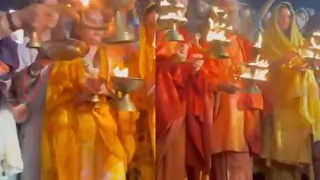 Katrina Kaif, Raveena Tandon, Rasha, Abhishek Banerjee perform aarti at Triveni Ghat- WATCH Thumbnail