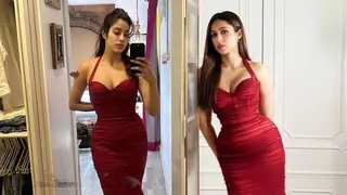 Fashion Face Off: Janhvi Kapoor and Pashmina Roshan in deep-red ruched mermaid gown