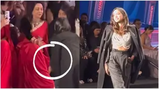 Nitanshi Goel Receives Praise for Pausing Her Ramp Walk To Touch Hema Malini's Feet and Hug Sushmita Sen