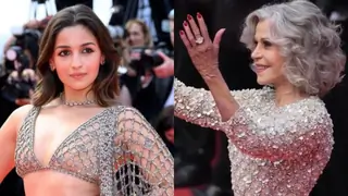 Jane Fonda cannot take her eyes off Alia Bhatt and her Gucci saree at Cannes 2025 - WATCH