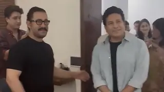 Aamir Khan gets a special visit from Sachin Tendulkar at Sitaare Zameen Par screening; Watch viral video