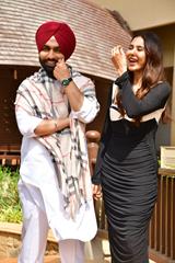 Sonam Bajwa and Ammy Virk snapped for promotion of their upcoming film Kudi Haryane Val Di