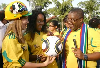 High Commissioner of South Africa to India RevHarris Majeke with children at his residence in New Delhi, at the opening of FIFA World Cup 2010 Thumbnail