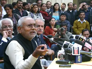 Bihar Chief Minister Nitish Kumar at a press conference in New Delhi Thumbnail