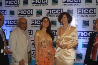 Kareena Kapoor with Yash Chopra and Italian actress Anna Galiena at the opening ceremony of FICCI FRAMES Thumbnail