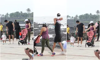 Angad Bedi and Neha Dhupia snapped walking with kids at Bandstand! Thumbnail