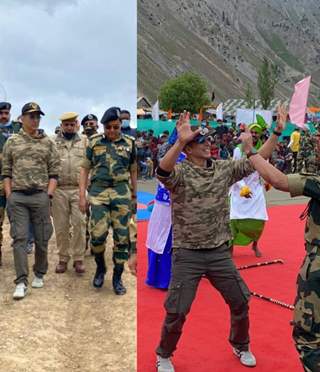 Akshay Kumar meets BSF jawans at Tulail Valley, Kashmir and pays homage to the fallen braves