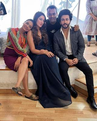 Dheeraj Dhoopar, Nargis Fakhri and Divya Agarwal on the sets of their project together.