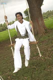 Shahrukh sitting on a swing