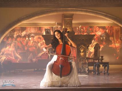 Katrina Kaif playing a cello