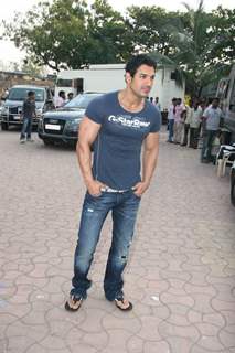 John Abraham in the sets of Sab Tv serial F.I.R at Goregaon