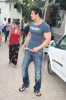 John Abraham in the sets of Sab Tv serial F.I.R at Goregaon